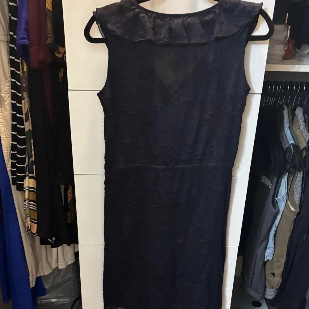 Tory Burch Dark Blue Ruffled Mini Silk Dress